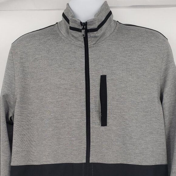 ALFANI Gray Black Color Block Track Jacket Mixed Media Large NWOT - Picture 3 of 8